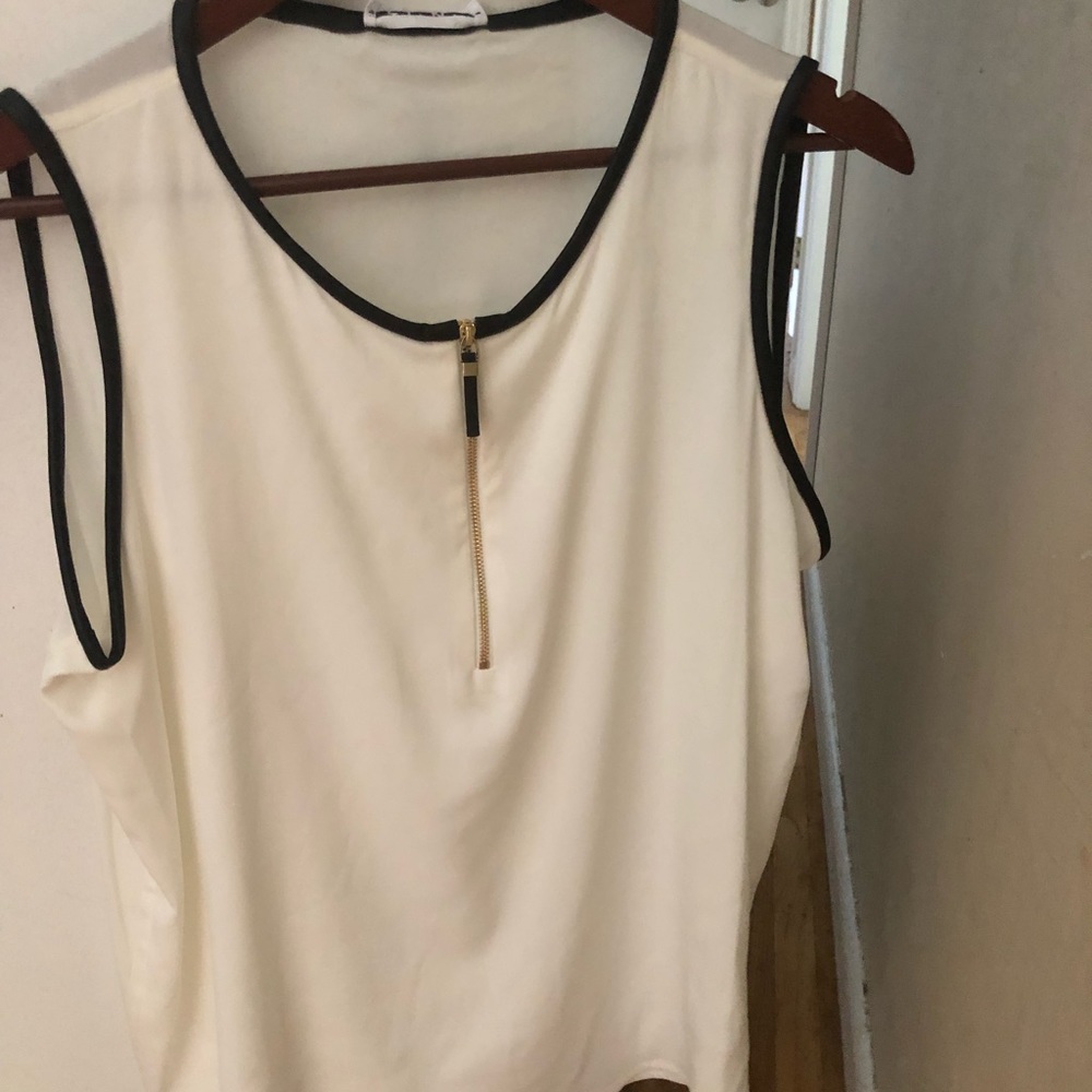 Calvin Klein sleeveless blouse with front zip